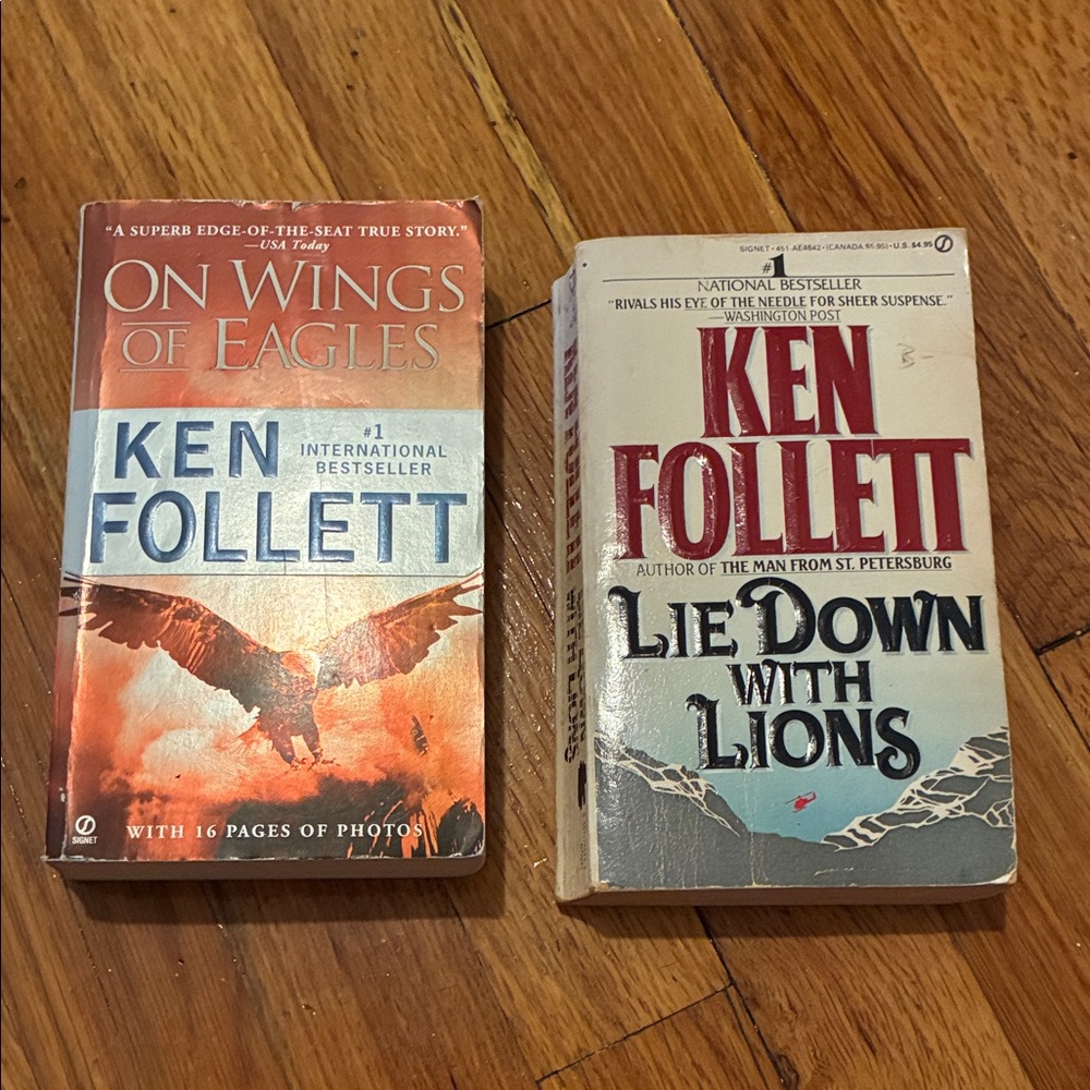 Ken Follett Book Set - On Wings of Eagles & Lie Down with Lions